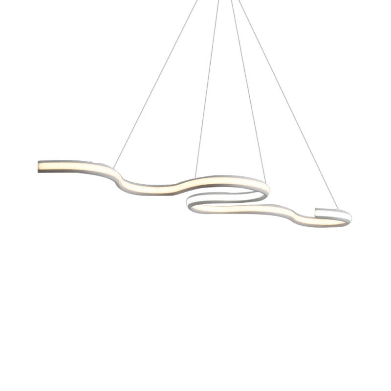 Einfacher LED -Deckenlicht mit Acrylschatten weißer Twist -Kronleuchter -Anhänger in warmem/Weiß/Naturlicht