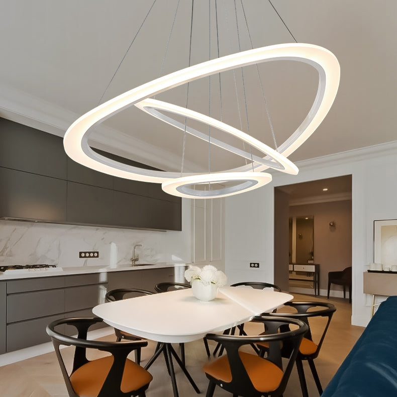Acrylic Triangle Chandelier Lighting Fixture Modern LED 1/2/3-Head Ceiling Pendant in Warm/White Light