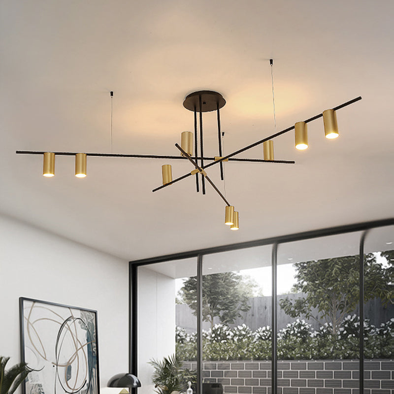Asymmetrische cilinder kroonluchter verlichtingsarmatuur modern metaal 3/4/9 koppen gouden plafondlamp voor eetkamer in warm/wit