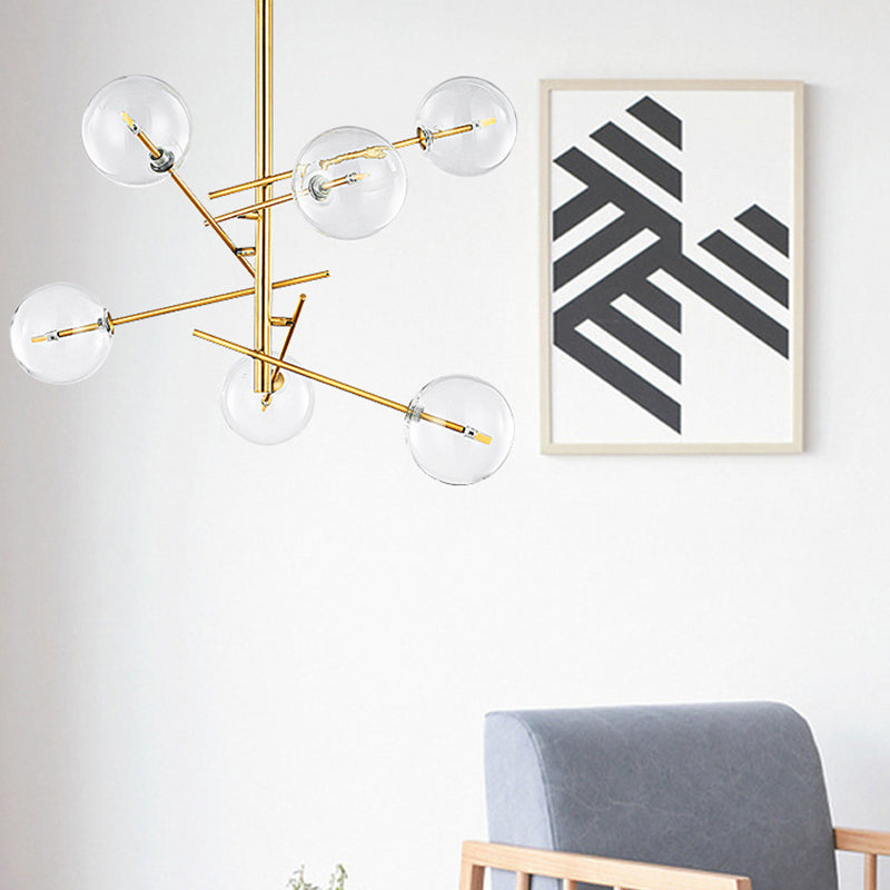 Clear Glass Global Chandelier met Starburst Design Postmodernistisch 6/8 Lights Led Hangend Hanglamp in goud