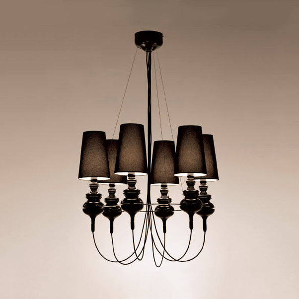 Lampada del lampadario a cono Tessuto modernismo 6 luci appesi luce soffitto in bianco/nero/oro