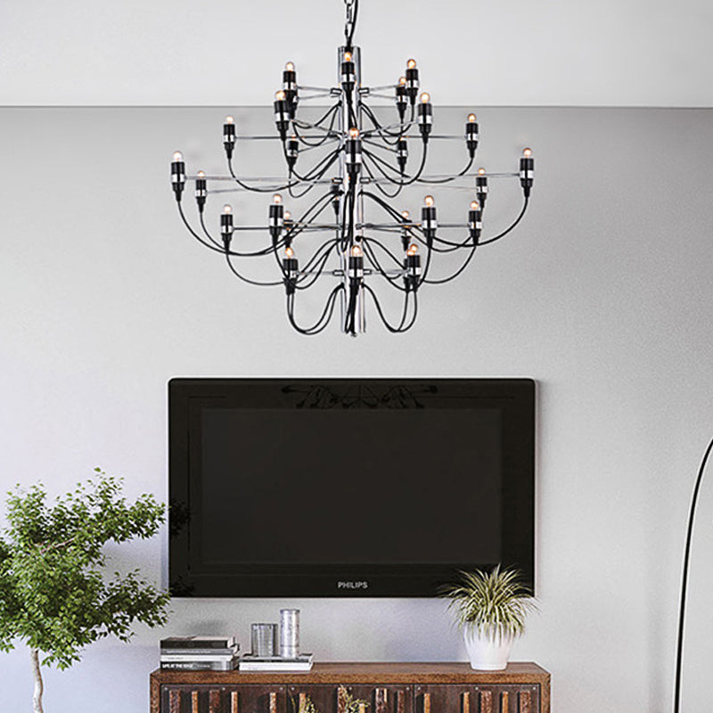 Luce lampadario a strati Light modernista in stile modernista metallico 18/30 luci da pranzo lampada a soffitto in cromo