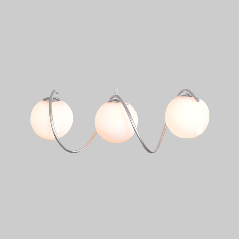 Modern Style Spiral Iron Cluster Pendant 3-Head Suspended Lighting Fixture with Globe White Glass Shade