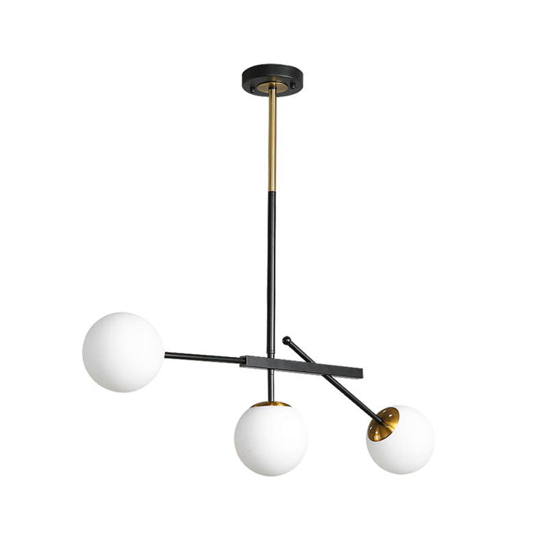 Sospensione ramificata oro nero a sospensione moderna moderna a 3 luci sferica il lampadario in vetro di vetro