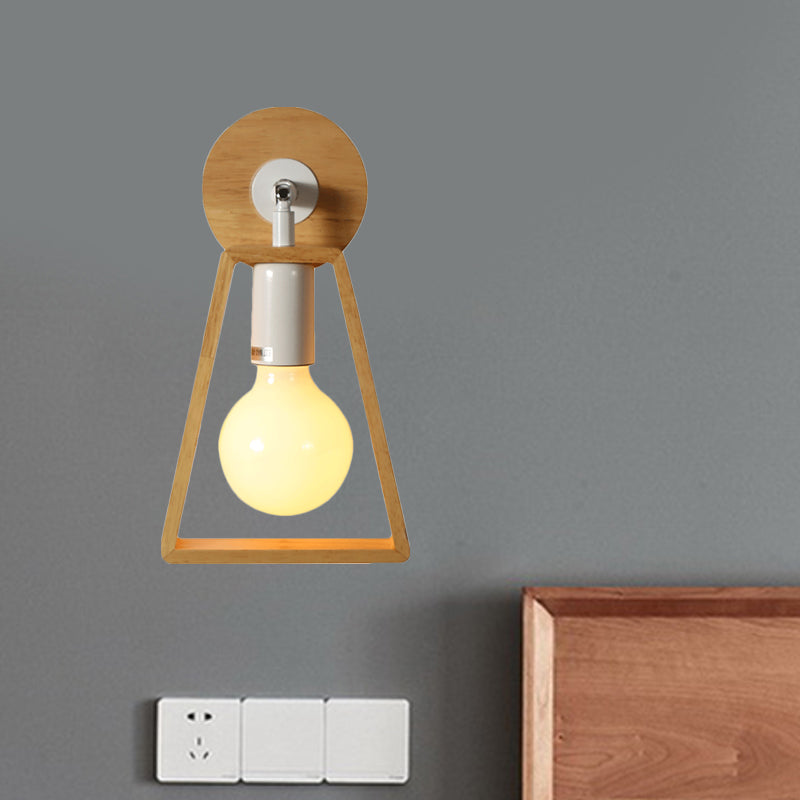 1 Kopf rotatierbarer Trapez -Wandleuchte Modernist Stil Beige Holzwandlampe für Schlafzimmer