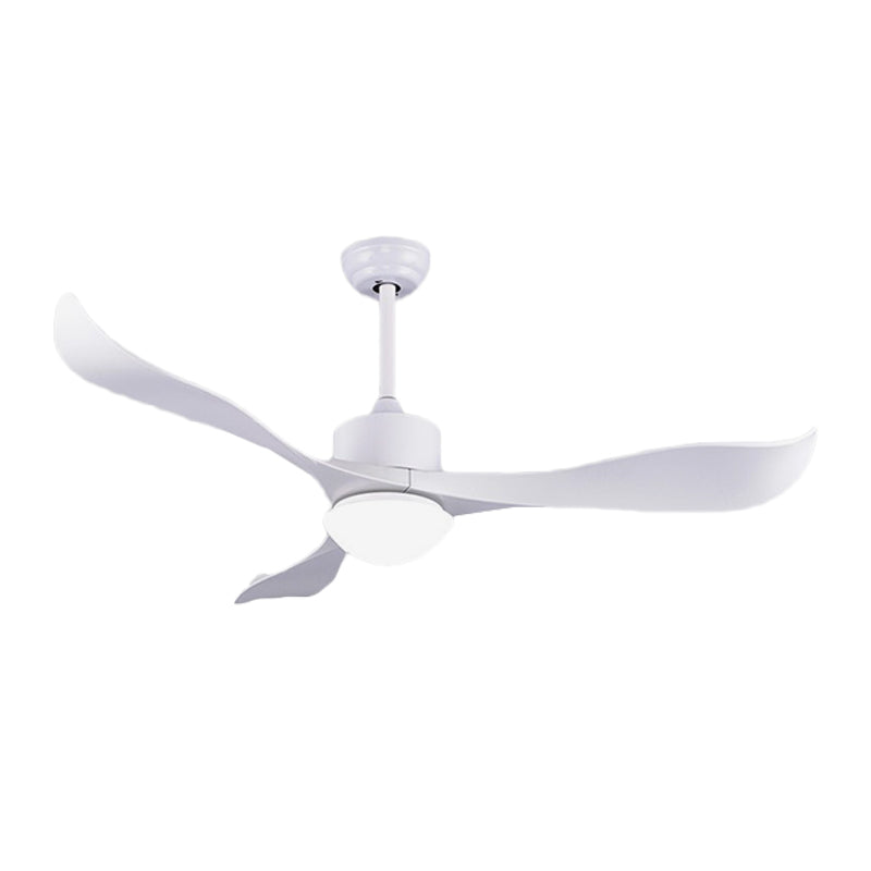 52 "W 3 Twisted Blades Lüfterlampe Minimalist Metall weiße LED Semi -Flush Deckenleuchte mit Milchglasschatten