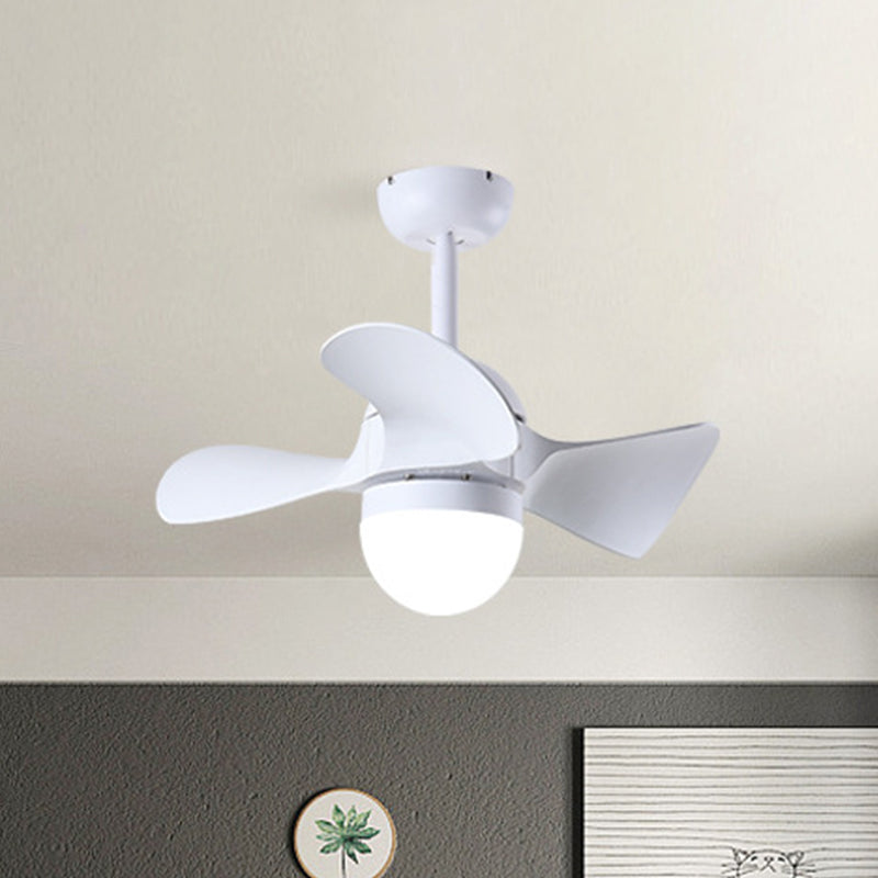 Kuppel Speisesaal LED Deckenventilator Acryl 3 Klingen Nordic Semi Mount Lighting in Weiß, 23 "Breite