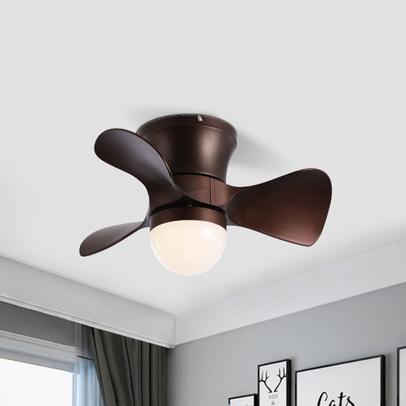 Nordische Halbglobe-Acrylventilatorbeleuchtung 23,5 "breites 3-Blatt-LED-LED-Spülendecke in Kaffee/Weiß