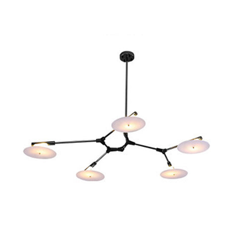 5/9/11 Lights Living Room Chandelier Modern Black/Gold Ceiling Lamp with Disc Acrylic Shade