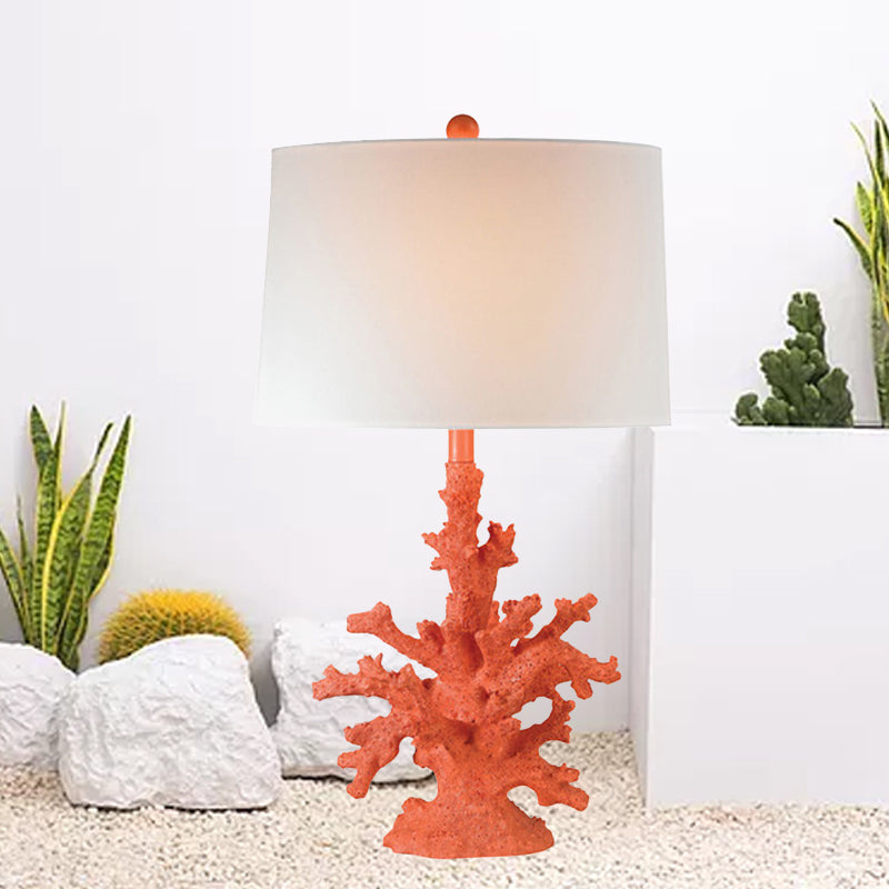 Éclairage de table verte / rouge en résine Corail 1 Bulbe Countryside Night Stand Lampe avec tambour de tambour