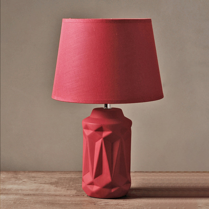 Céramique Red Night Table Light Light Geometric Cuting Cylinder Single Minimalist Nightstand Lampe
