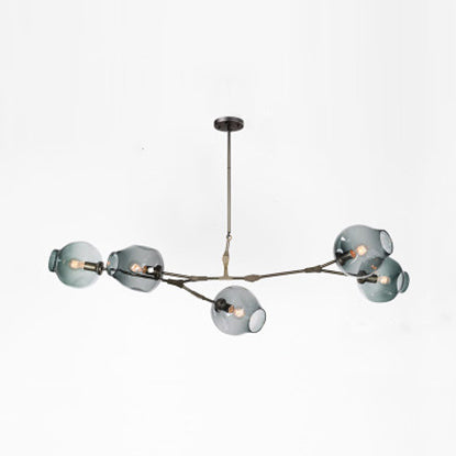Bubble Chandelier Light Fixture with Ball Shade Modern Style Glass 5/6/7 Lights Black/Gold Finish Ceiling Lighting