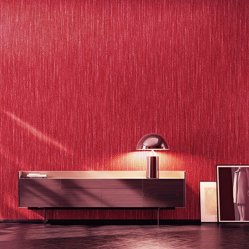 Postmodern Stripes Wallpaper 33' x 20.5" Contemporary Wall Decor for Wedding Room in Bright Red