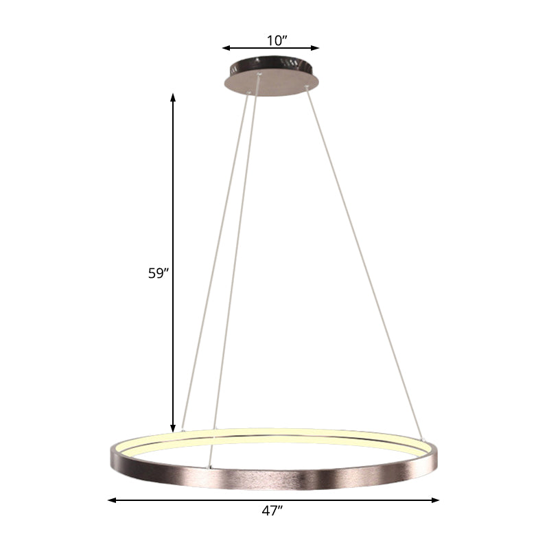 16"/23.5"/31.5" Dia Modern LED Chandelier Light with Acrylic Shade Brown Ring Ceiling Light Fixture in Warm/White/Natural Light