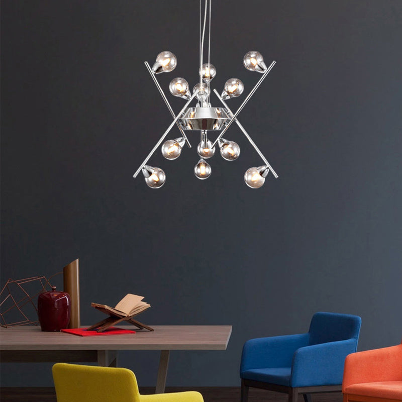 Molecular Smoke Glass Chandelier Lamp Contemporary Multi Lights Chrome Led Hanging Ceiling Light