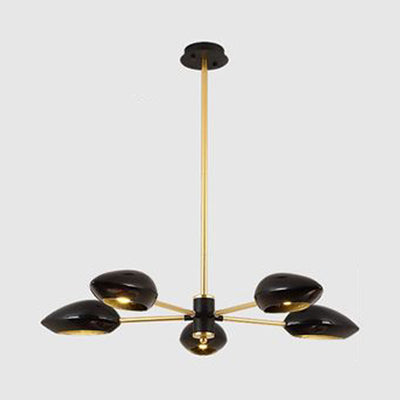 Ellipse Dining Room Hanging Light Contemporary Metal 5/6/8 Lights Black/White Chandelier Light Fixture