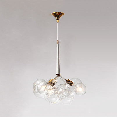Globe Clear Glass Kronleuchter Beleuchtung zeitgenössischer 3/4/6 Lichter Schwarz/Weiß LED Hanging Deckenlampe