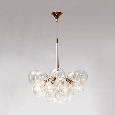 Globe Clear Glass Kronleuchter Beleuchtung zeitgenössischer 3/4/6 Lichter Schwarz/Weiß LED Hanging Deckenlampe