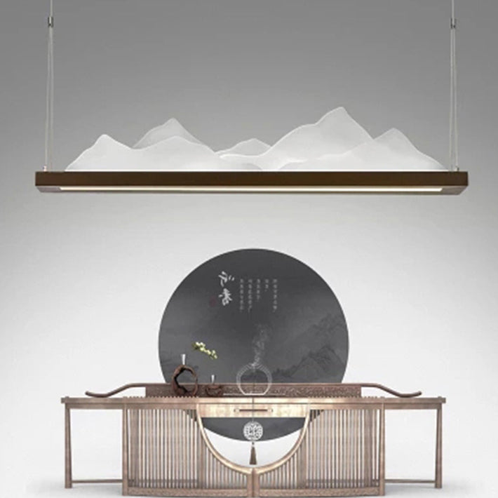 Cinese 1 ciondolo a soffitto leggero con lampadario a forma di montagna nera di tonalità acrilica per sala di studio, largo 31,5 "/39"/47 "