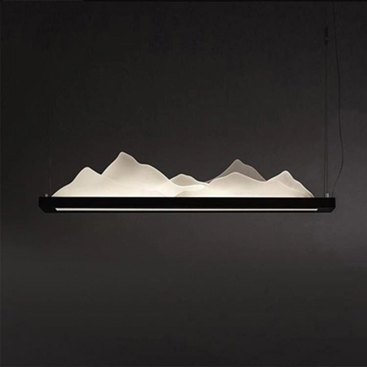 Chinese 1 Light Ceiling Pendant with Acrylic Shade Black Mountain-Shaped Chandelier for Study Room, 31.5"/39"/47" Wide