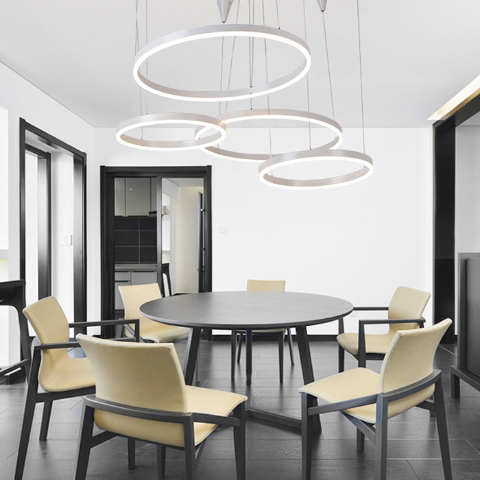 Circular Acrylic Chandelier Pendant Simple LED Single Light White Ceiling Hung Fixture in Warm/White/Natural Light