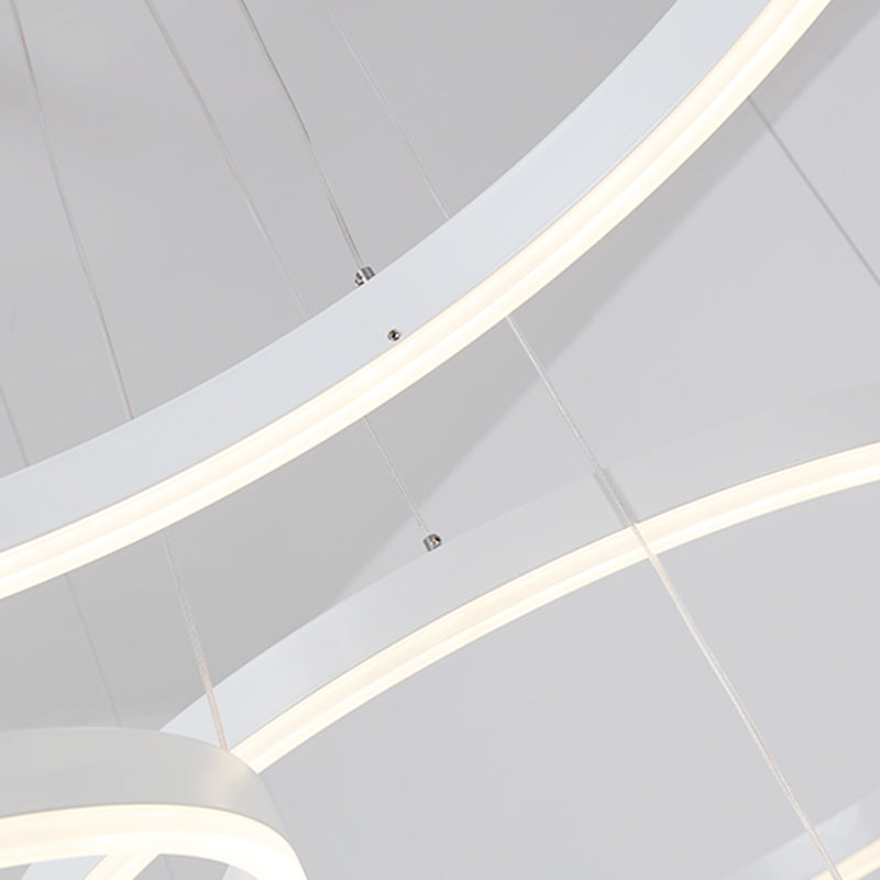 Circular Acrylic Chandelier Pendant Simple LED Single Light White Ceiling Hung Fixture in Warm/White/Natural Light