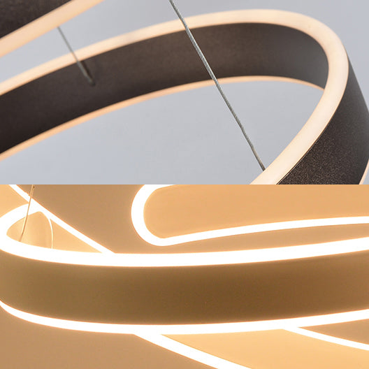Postmodern 1/2/3-licht LED-suspensie Licht met acrylschaduw Bruin/witte ring Kroonluchter hanger in warm/wit/natuurlijk licht