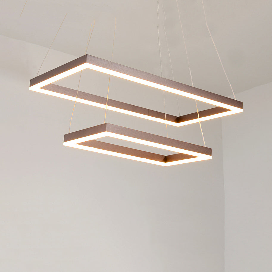 Multi-Layer Bedroom Chandelier Acrylic 1/2/3-Light LED Minimalist Suspension Pendant in Coffee, Warm/White/Natural Light