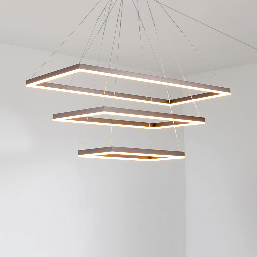 Multi-Layer Bedroom Chandelier Acrylic 1/2/3-Light LED Minimalist Suspension Pendant in Coffee, Warm/White/Natural Light