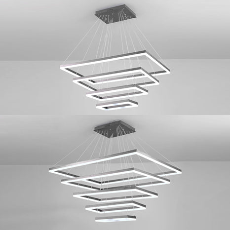 Multi-Layer Bedroom Chandelier Acrylic 1/2/3-Light LED Minimalist Suspension Pendant in Coffee, Warm/White/Natural Light