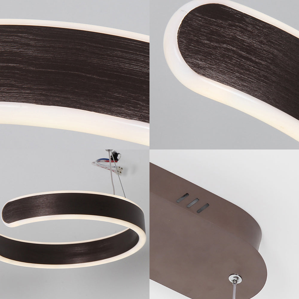 Luz de techo en forma de S marrón/dorado LED moderno de 23.5 "/31.5" de ancho acrílico de ancho en luz cálida/blanca/natural