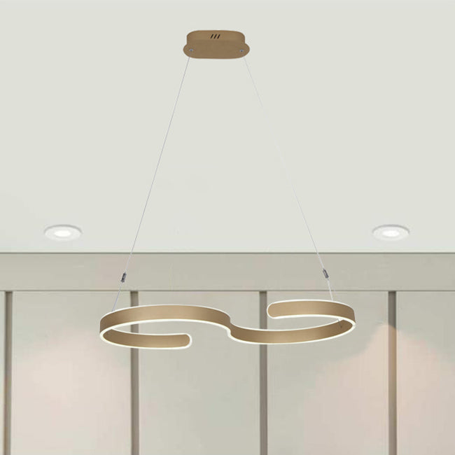 Luz de techo en forma de S marrón/dorado LED moderno de 23.5 "/31.5" de ancho acrílico de ancho en luz cálida/blanca/natural