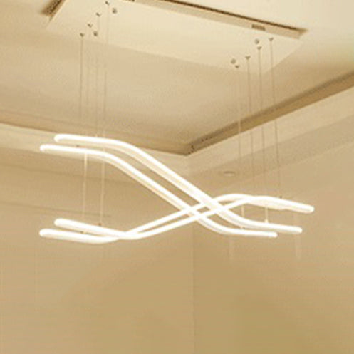 Salle à manger rationalisée Plafond Pendre acrylique LED Chandelier minimaliste en lumière chaude / blanche