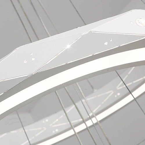 1/2/3-Light Dining Room Pendant Light with Ring Acrylic Shade White Ceiling Chandelier in Warm/White Light