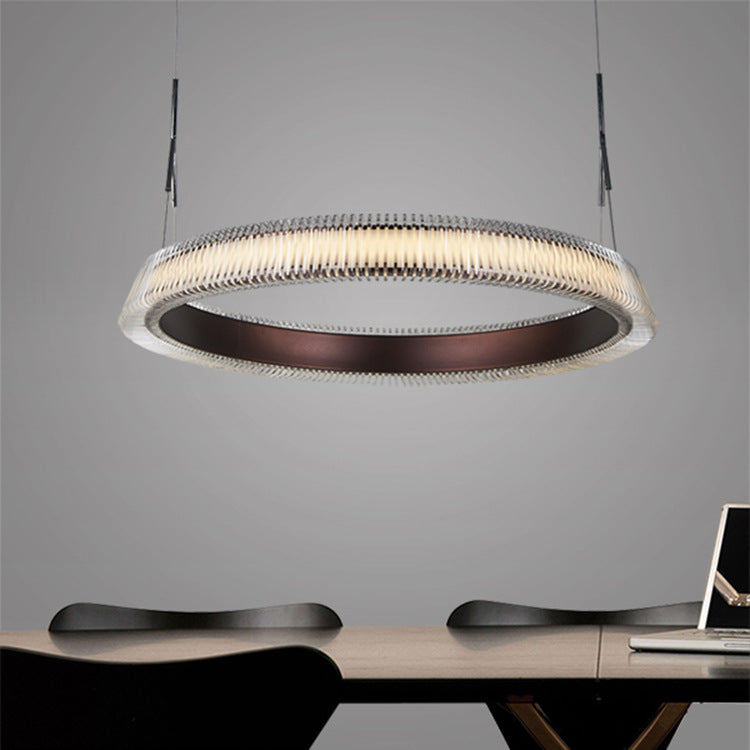 Contemporary 1/2/3-Light Ceiling Pendant Light with Crystal Shade Brown Ring LED Chandelier Lamp for Dining Room