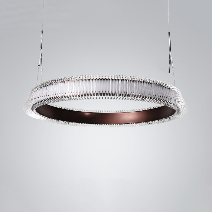 Contemporary 1/2/3-Light Ceiling Pendant Light with Crystal Shade Brown Ring LED Chandelier Lamp for Dining Room