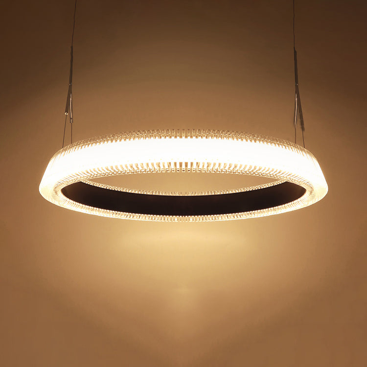 Contemporary 1/2/3-Light Ceiling Pendant Light with Crystal Shade Brown Ring LED Chandelier Lamp for Dining Room