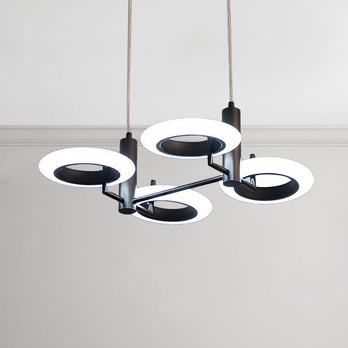 Zwart/wit/bruine donuthangende lampkit Modern 3/4-head acryl kroonluchter hanger in warm/wit licht
