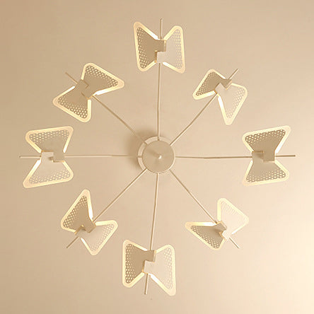 3/6/8 Luces Candelera de dormitorio con mariposa Sombra acrílica Gold/Blanco colgante de techo colgante
