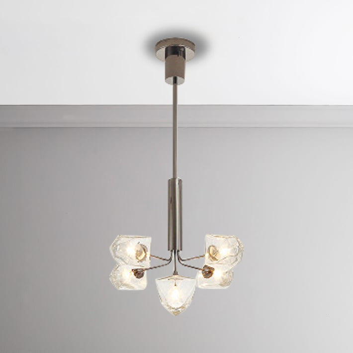 Eigentijdse vertakking kroonluchter lamp glas 5/7 lichten woonkamer hangend hanglamp in zwart/nikkel