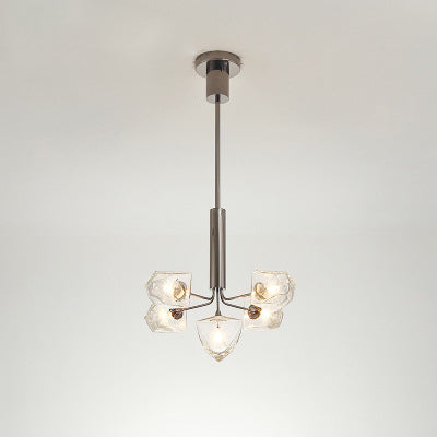 Eigentijdse vertakking kroonluchter lamp glas 5/7 lichten woonkamer hangend hanglamp in zwart/nikkel