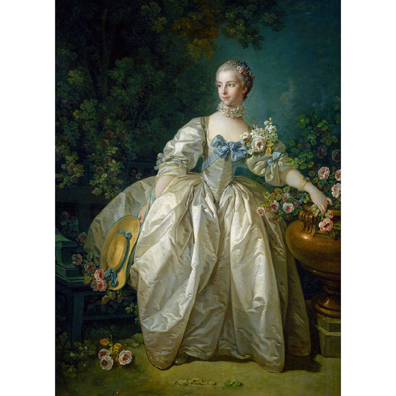Madame Bergeret Portrait Wall Mural Victoria Non-Woven Wall Covering in White-Green