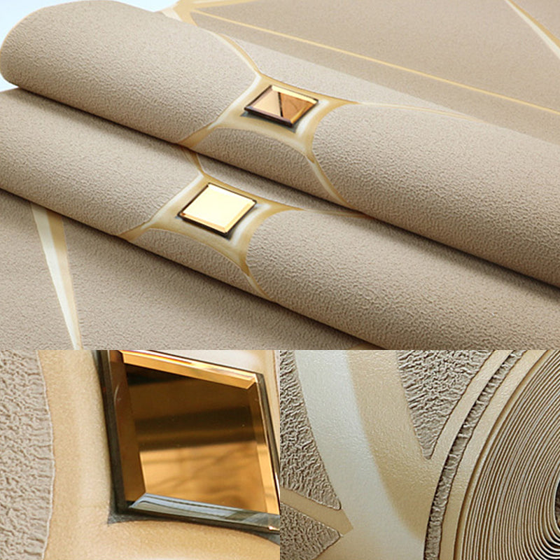 Flock Material Wallpaper Lattice Pattern Geometric Textured Wall Decor with Diamond