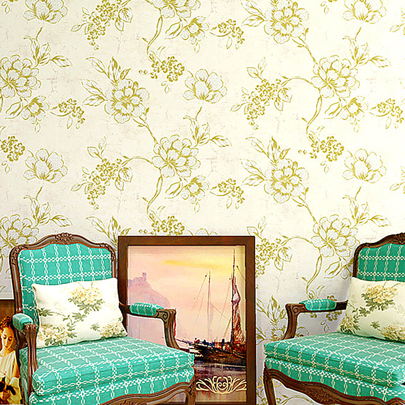 Farmhouse Peony Blossom Wallpaper Pastel Color Home Wall Covering, 33' L x 20.5" W