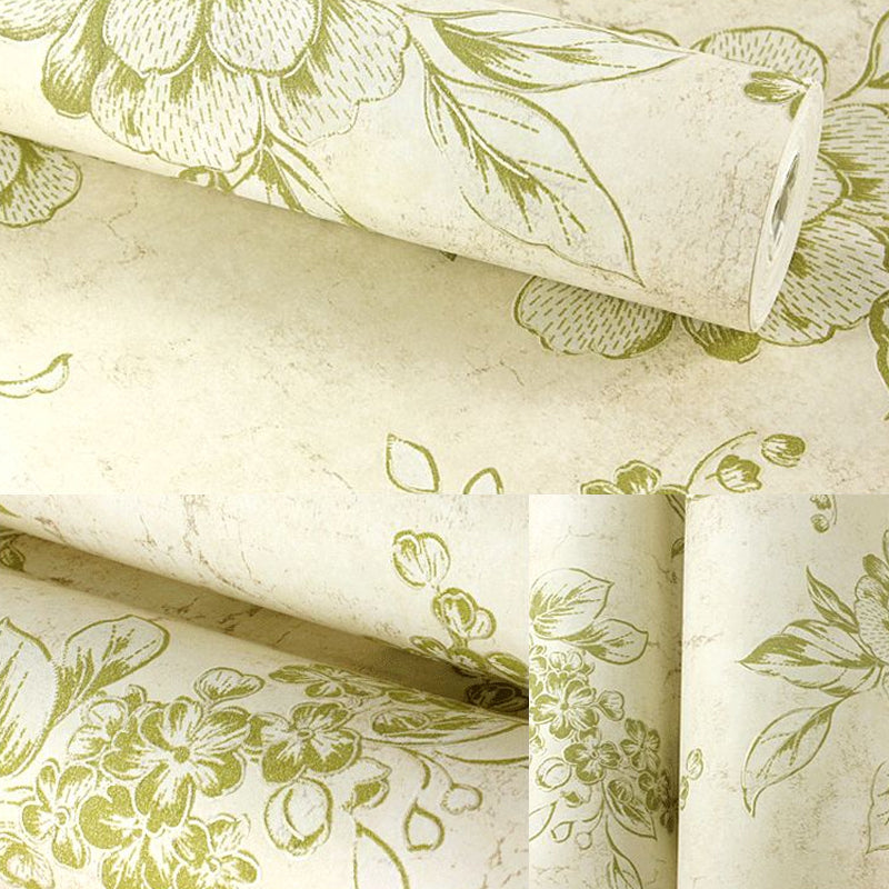 Farmhouse Peony Blossom Wallpaper Pastel Color Home Wall Covering, 33' L x 20.5" W