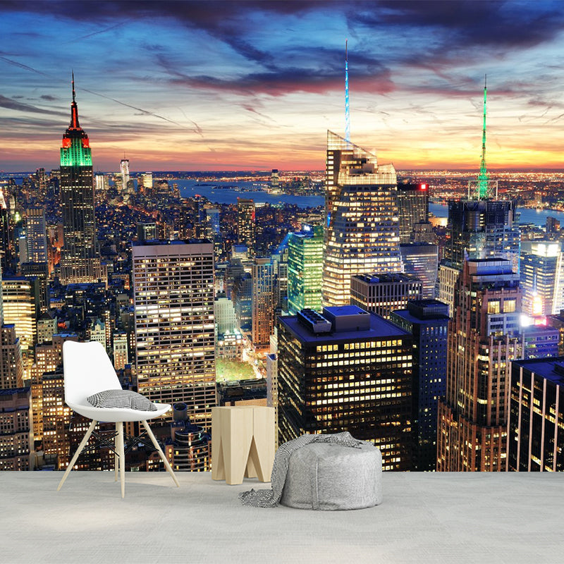 Extra Large Photo Skyscrapers Mural Wallpaper for Meeting Room Decor in Brown, Custom-Made