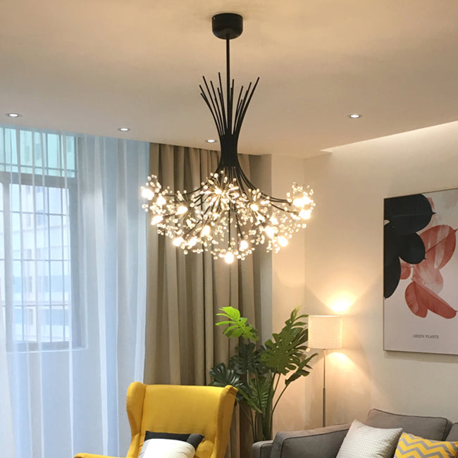 Lampada il lampadario in perline di cristallo trasparente con design bouquet moderno 13/19 luci nere/cromo lampada sospesa