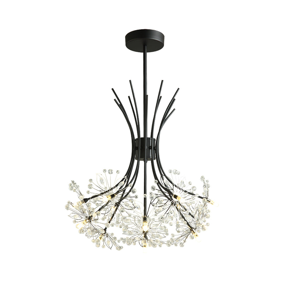 Lampada il lampadario in perline di cristallo trasparente con design bouquet moderno 13/19 luci nere/cromo lampada sospesa