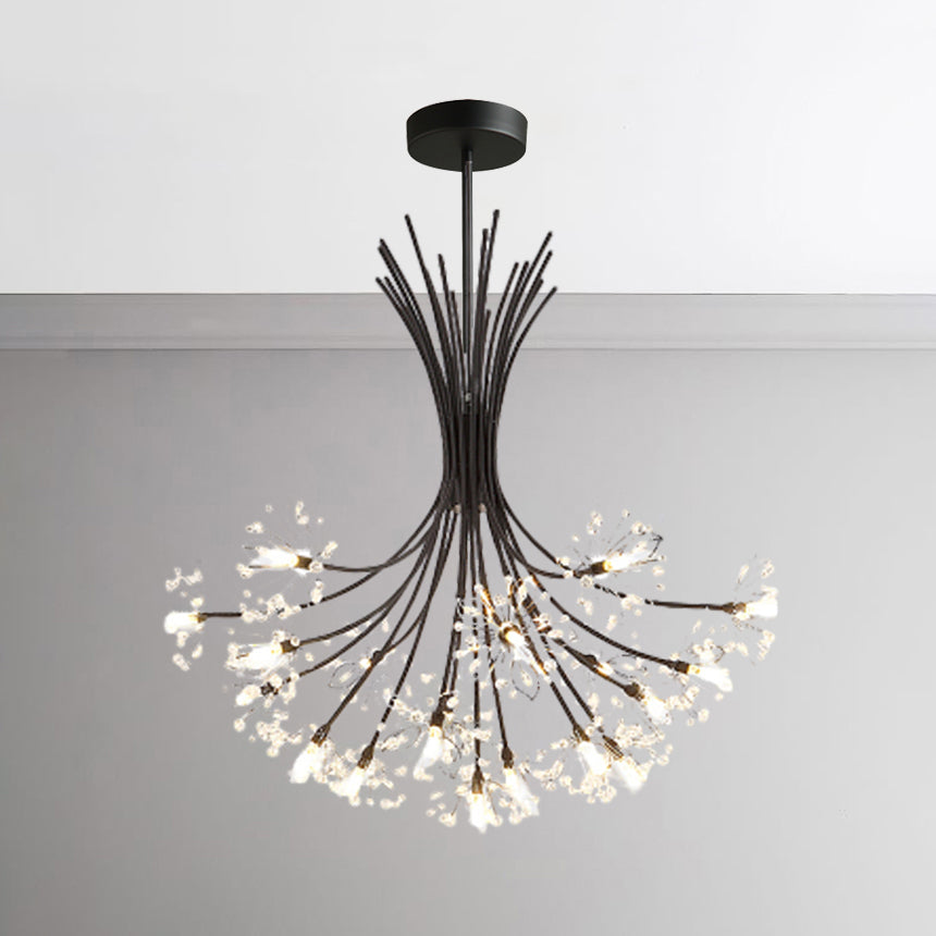 Lampada il lampadario in perline di cristallo trasparente con design bouquet moderno 13/19 luci nere/cromo lampada sospesa