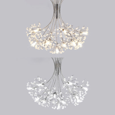 Lampada il lampadario in perline di cristallo trasparente con design bouquet moderno 13/19 luci nere/cromo lampada sospesa